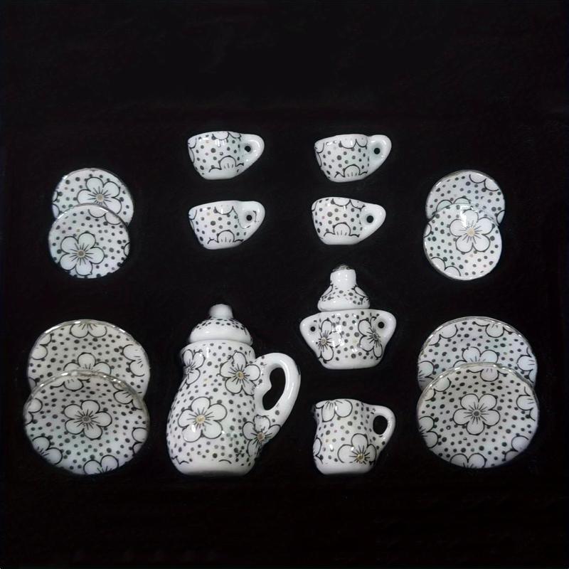 15pcs 1 12 Dollhouse Mini Ceramic Tea Set Teacup