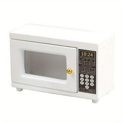 Wooden Mini Kitchen Model with Microwave & Golden Handle