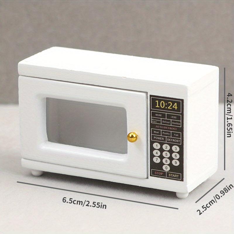 Wooden Mini Kitchen Model with Microwave & Golden Handle