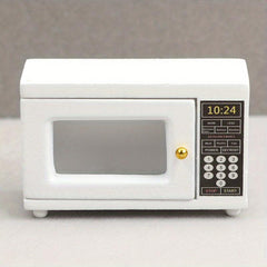 Wooden Mini Kitchen Model with Microwave & Golden Handle
