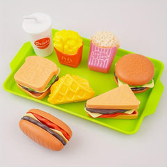 Kitchen Simulation Food Set for Kids - Hamburger, Fries, Sandwiches - 8pcs