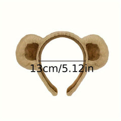 Brown Bear Ears Headband for Party Cosplay Costume Makeup Washing Face Hair Hoop