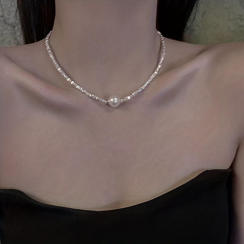 Elegant Silvery Pearl Necklace