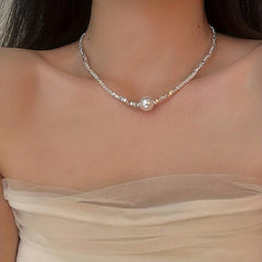 Elegant Silvery Pearl Necklace