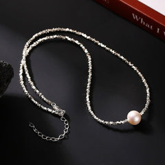 Elegant Silvery Pearl Necklace