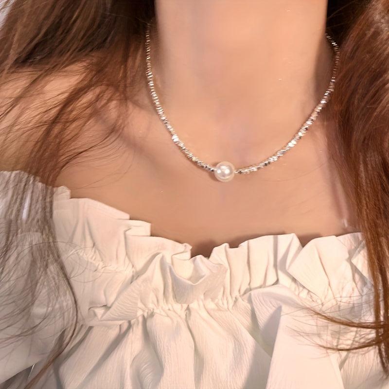 Elegant Silvery Pearl Necklace