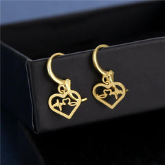 Stainless Steel ECG Heart Earrings Women's Jewelry