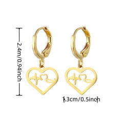 Stainless Steel ECG Heart Earrings Women's Jewelry