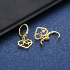 Stainless Steel ECG Heart Earrings Women's Jewelry