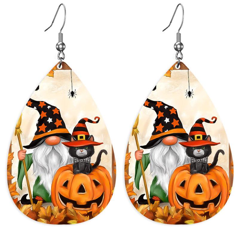 Halloween Faux Leather Earrings Lightweight Teardrop Earrings Women Jewelry