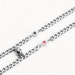 2pcs Stainless Steel Dark Luminous Fluorescent Heart Shaped Bracelet