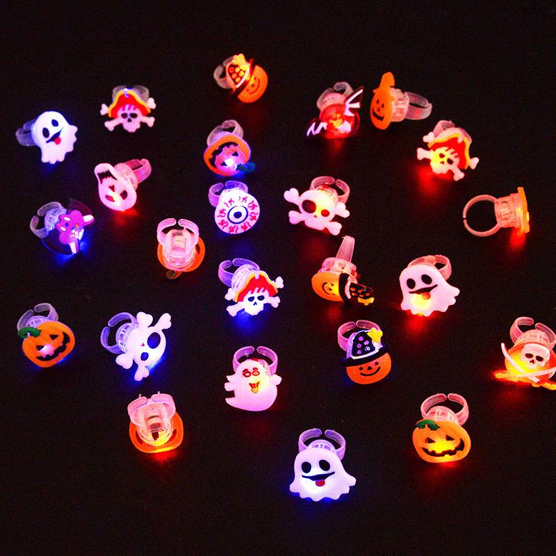 LED Light Halloween Ring Glowing Pumpkin Ghost Skull Rings