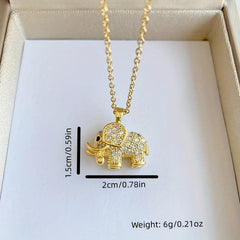 Rhinestone Elephant Pendant Necklace for Girls
