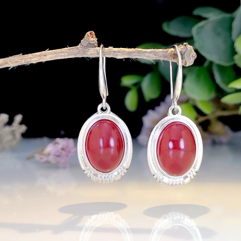 Yellow Turquoise Dangle Earrings Silvery Plated Women's Jewelry