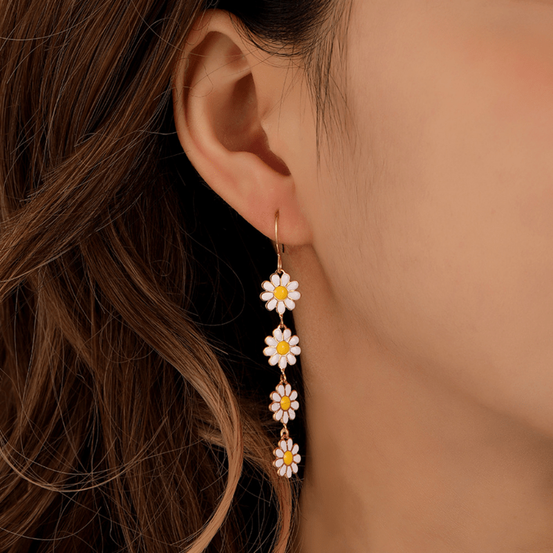Floral Earrings Sunflower Pendant Summer Holiday Jewelry