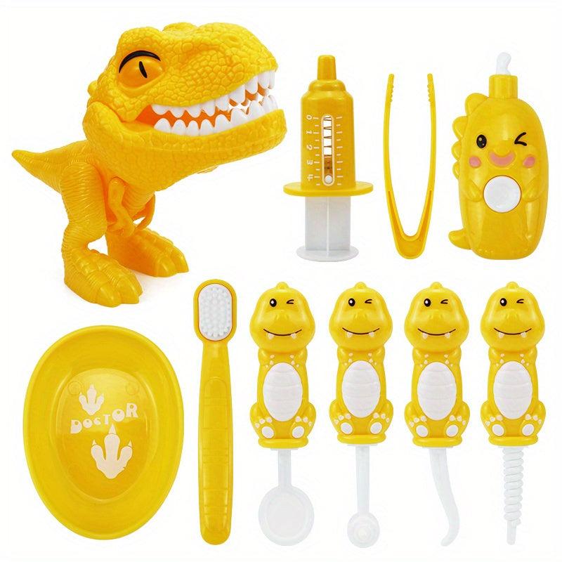 10pcs Dinosaur Brushing Teeth Toys Role Play Set