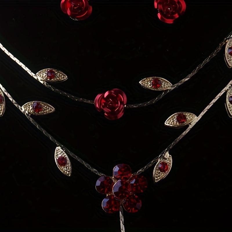 Red Rose Flower Necklace for Weddings & Bridal Accessories
