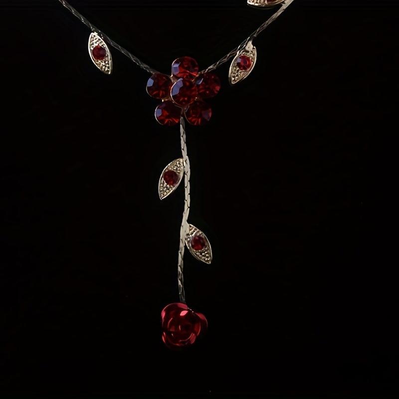 Red Rose Flower Necklace for Weddings & Bridal Accessories