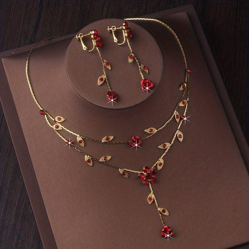 Red Rose Flower Necklace for Weddings & Bridal Accessories