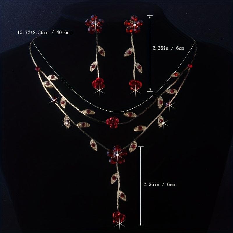 Red Rose Flower Necklace for Weddings & Bridal Accessories