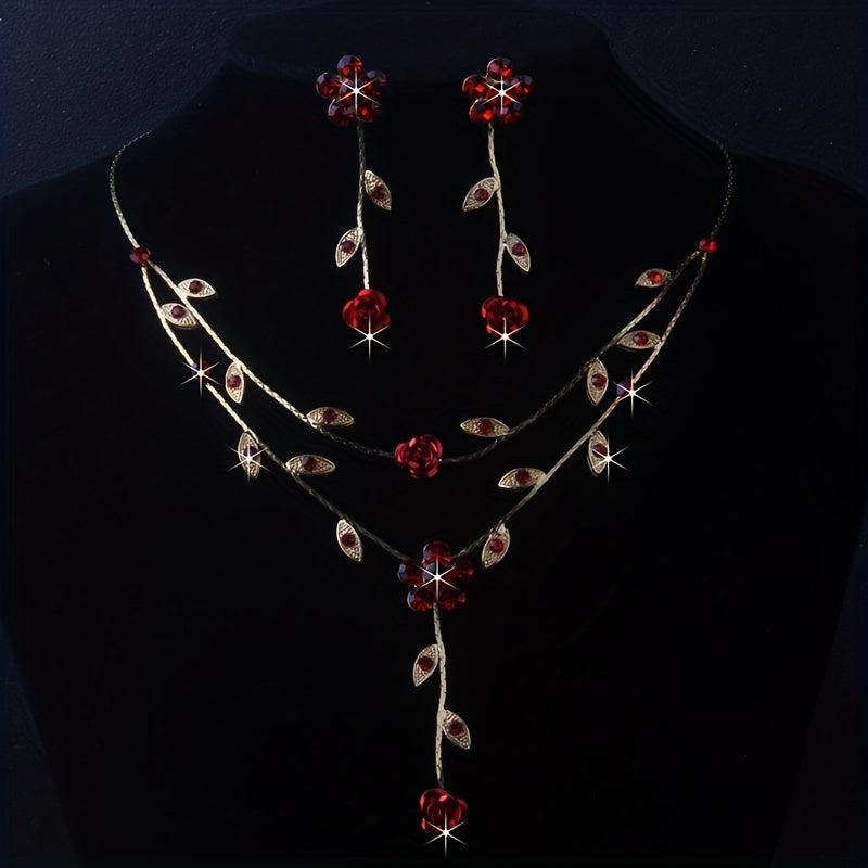 Red Rose Flower Necklace for Weddings & Bridal Accessories