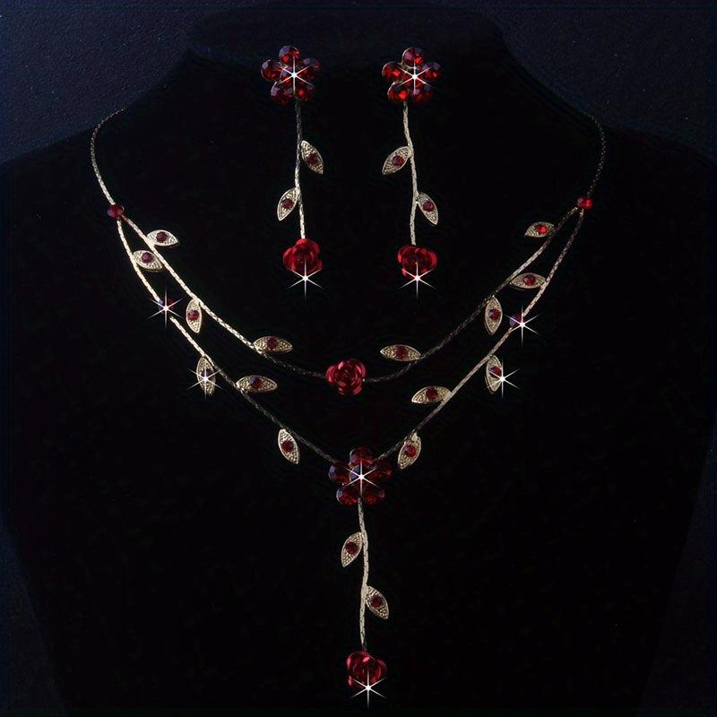 Red Rose Flower Necklace for Weddings & Bridal Accessories
