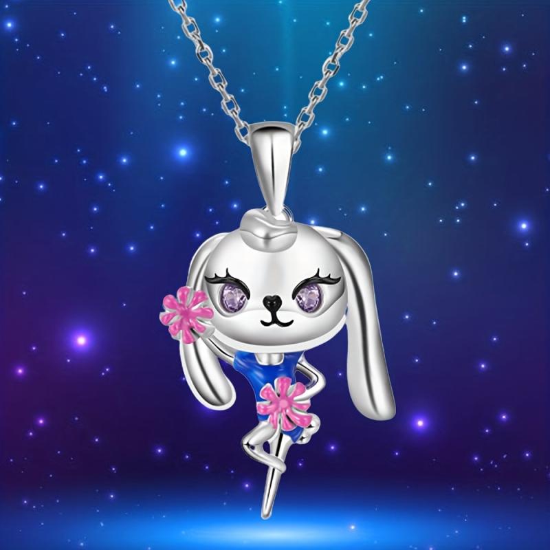 Enthusiasm Cheerleader Rabbit Pendant Necklace Women's Jewelry