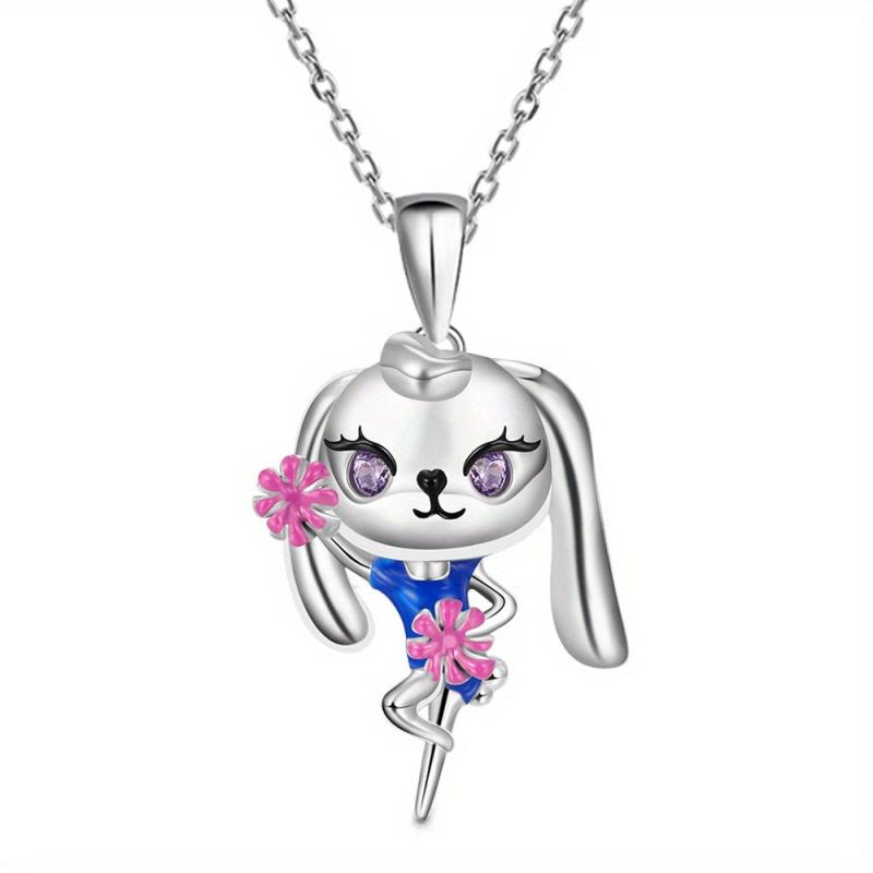 Enthusiasm Cheerleader Rabbit Pendant Necklace Women's Jewelry