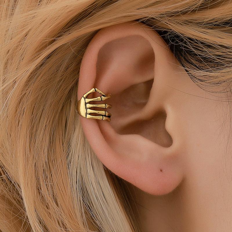 Punk Style Skull Hand Spine Ear Bone Clip Ear Cuff