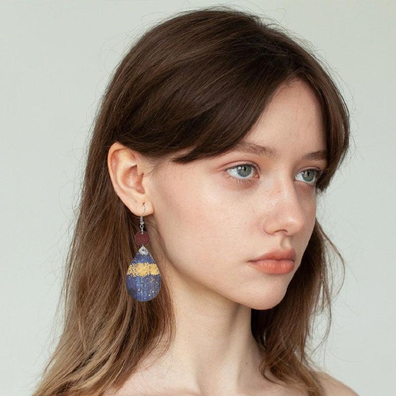 Star Faux Leather Earrings Gift Party Jewelry