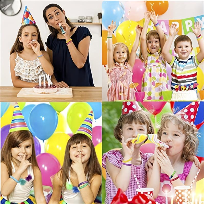 8PCS 16PCS Happy Birthday Rubber Bracelets Colored Silicone Stretch Wristbands