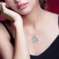 Delicate Heart Necklace Pony Mother And Child Pendant Necklace
