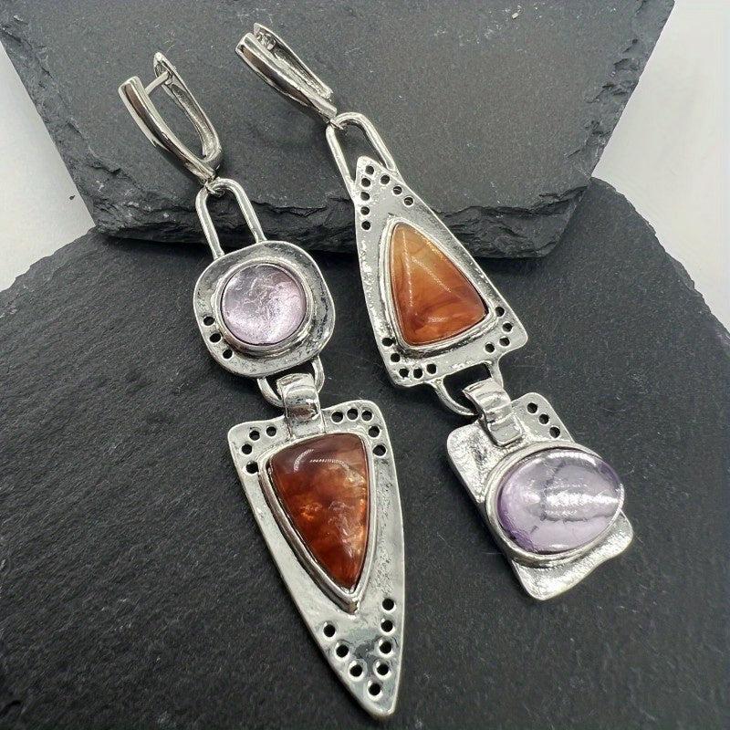Vintage Metal Pendant Drop Earrings Women Party Jewelry