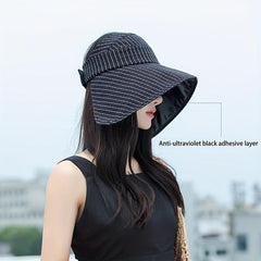 Striped UPF 50 Sun Hat Large Brim Foldable Fishing Summer Outdoor Hat