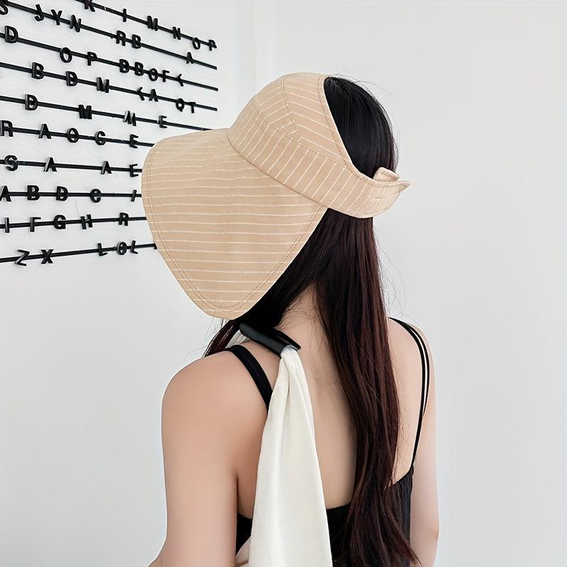 Striped UPF 50 Sun Hat Large Brim Foldable Fishing Summer Outdoor Hat
