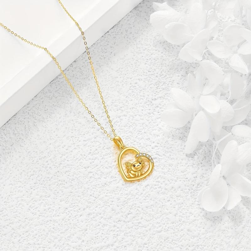 Golden Newt Pendant Necklace Clavicle Chain Party Jewel
