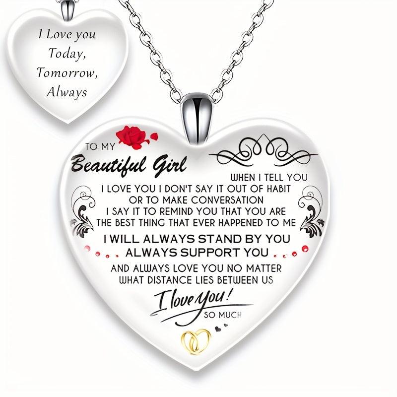 Crystal Love Pendant Necklace, Anniversary Christmas Toy Gift