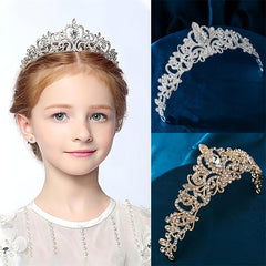 Silvery Crystal Princess Crown Headwear
