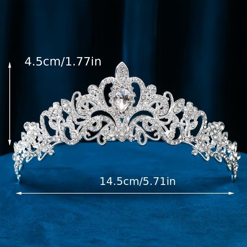 Silvery Crystal Princess Crown Headwear