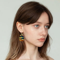 Red Elk Teardrop Faux Leather Earrings Gift Girls Jewelry