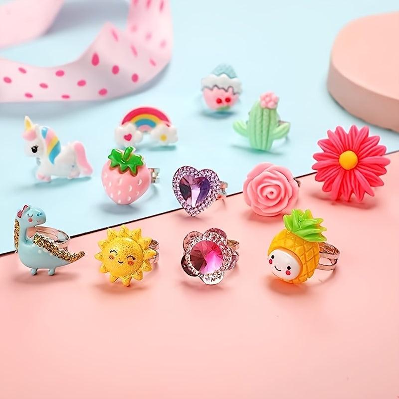 24 Lovely Jewel Rings in Box for Girls