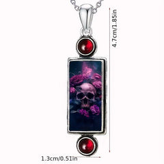 Skull Rose Pendant Necklace Gothic Jewelry Women Holiday Gift
