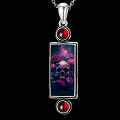 Skull Rose Pendant Necklace Gothic Jewelry Women Holiday Gift