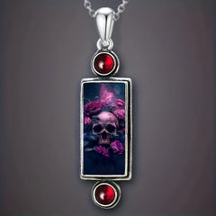 Skull Rose Pendant Necklace Gothic Jewelry Women Holiday Gift