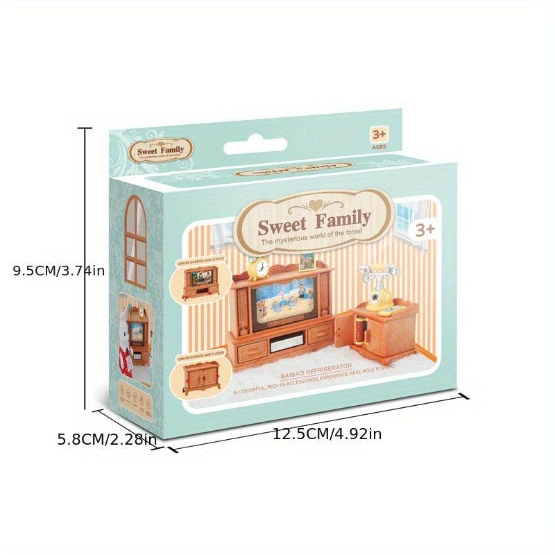 63pcs Dollhouse Micro Mini Living Room Set Educational Decoration Simulation