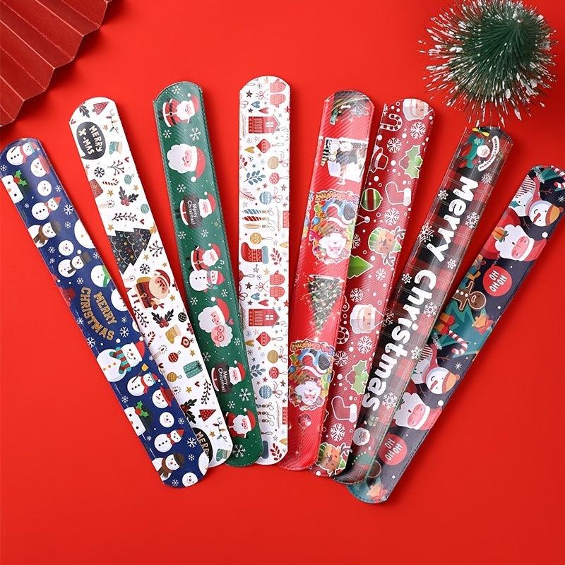 10pcs Christmas Slap Bracelets Party Decoration for Boys and Girls