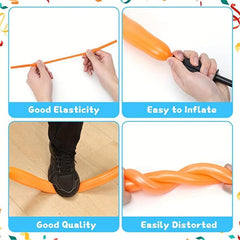60pcs Long Strip Balloons Brighten Any Occasion Rainbow Latex Magic Balloons