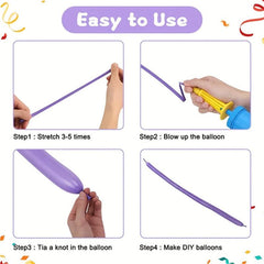 60pcs Long Strip Balloons Brighten Any Occasion Rainbow Latex Magic Balloons