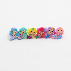 12 Mermaid Rings Set - Cute Under The Sea Party Favors