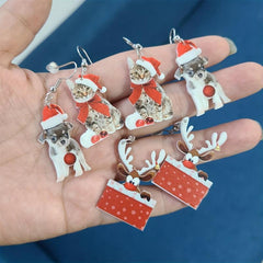 Christmas Earrings Acrylic Santa Chihuahua Cat Elk & Tree Earrings
